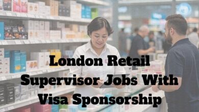 London Retail Supervisor Jobs With Visa Sponsorship
